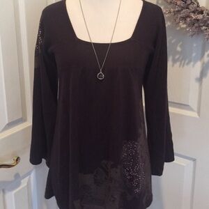 Deep purple sweater with embellishments